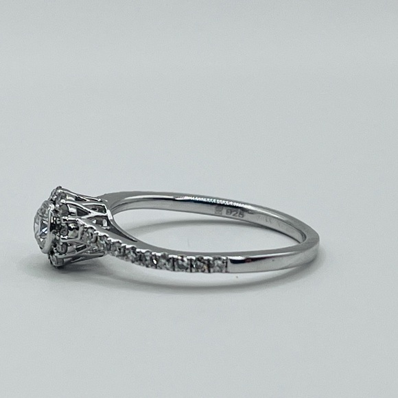Round Brilliant .50 CT VS Lab Diamond Silver Ring - Picture 6 of 8